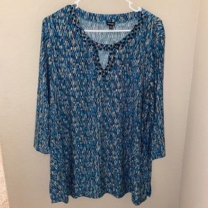 Rafaella 2x Blue 3/4 Sleeve Blouse/Too